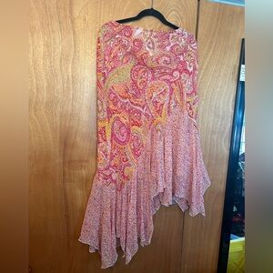 Pink and Orange Asymmetrical Maxi Skirt Sz L
